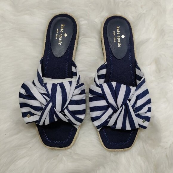 Kate Spade New York Caliana Striped Bow Espadrille Slides Sandals Size 10M NWOT - Picture 4 of 11